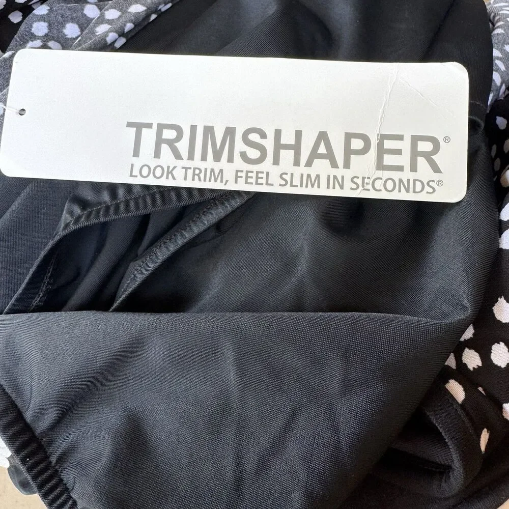 Trimshaper Swimsuit Dress Tracey Sz 24W One Piece Black White Dots Funfetti NWT - Picture 16 of 16
